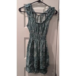 LA Hearts Midi Dress XS Floral Hunter Green Sleeveless Milkmaid Fit Flare Floral